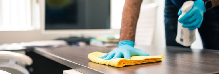 Janitor Clean Desk Surface